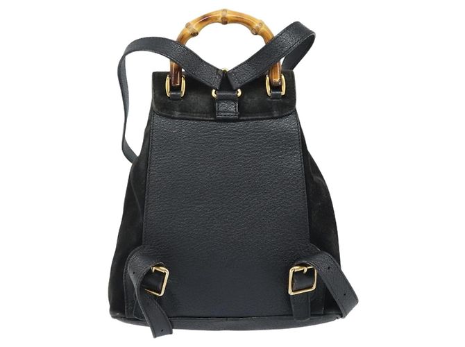 Bamboo Zaino in Bambù GUCCI Camoscio Nero Oro 003 1956 0030 Auth th6639 D'oro - vista 2
