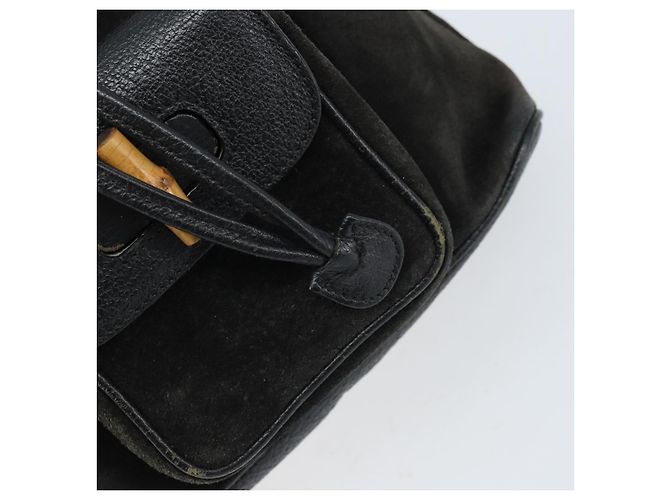 Bamboo Zaino in Bambù GUCCI Camoscio Nero Oro 003 1956 0030 Auth th6639 D'oro - vista 21