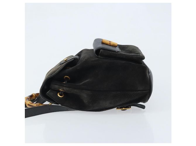 Bamboo Zaino in Bambù GUCCI Camoscio Nero Oro 003 1956 0030 Auth th6639 D'oro - vista 4
