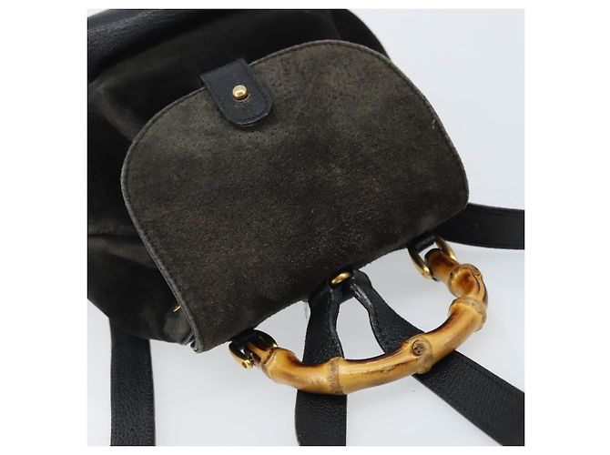 Bamboo Zaino in Bambù GUCCI Camoscio Nero Oro 003 1956 0030 Auth th6639 D'oro - vista 6