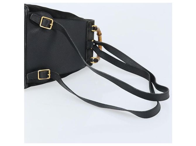 Bamboo Zaino in Bambù GUCCI Camoscio Nero Oro 003 1956 0030 Auth th6639 D'oro - vista 8