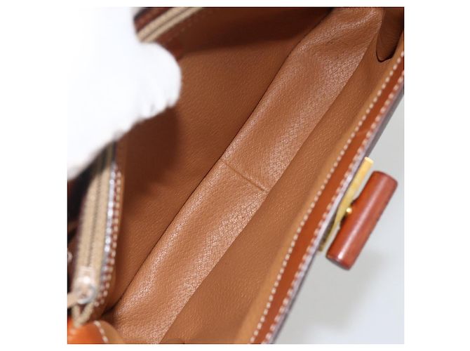 Céline Borsa a mano in tela Macadam CELINE in pelle PVC 2 in 1 marrone oro Auth YKZ459 D'oro - vista 10