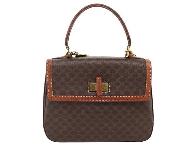 Céline Borsa a mano in tela Macadam CELINE in pelle PVC 2 in 1 marrone oro Auth YKZ459 D'oro - vista 13