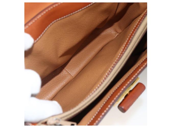 Céline Borsa a mano in tela Macadam CELINE in pelle PVC 2 in 1 marrone oro Auth YKZ459 D'oro - vista 25