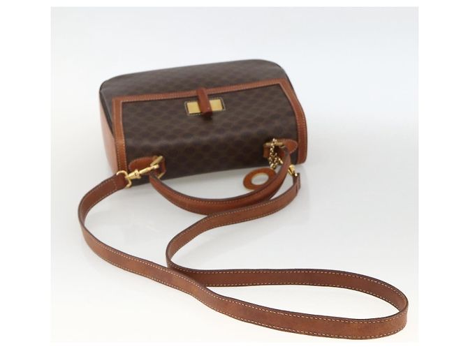 Céline Borsa a mano in tela Macadam CELINE in pelle PVC 2 in 1 marrone oro Auth YKZ459 D'oro - vista 8