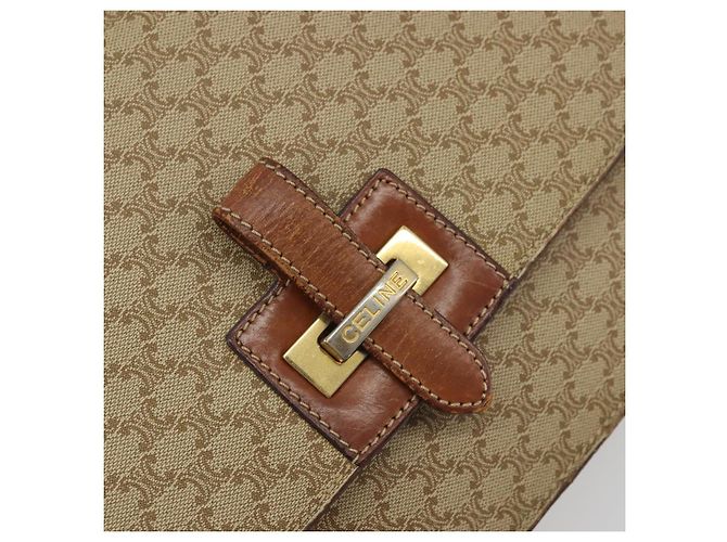 Céline Borsa a Spalla in Tela Macadam CELINE PVC Beige Oro Auth YKZ1474 D'oro - vista 18