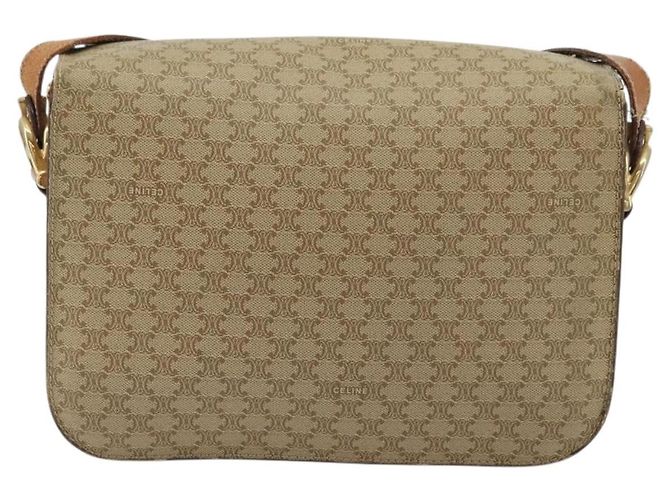 Céline Borsa a Spalla in Tela Macadam CELINE PVC Beige Oro Auth YKZ1474 D'oro - vista 2