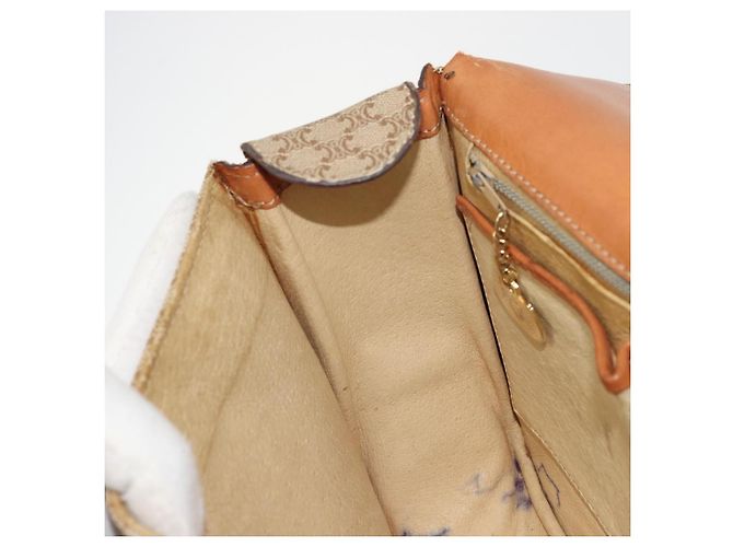 Céline Borsa a Spalla in Tela Macadam CELINE PVC Beige Oro Auth YKZ1474 D'oro - vista 21