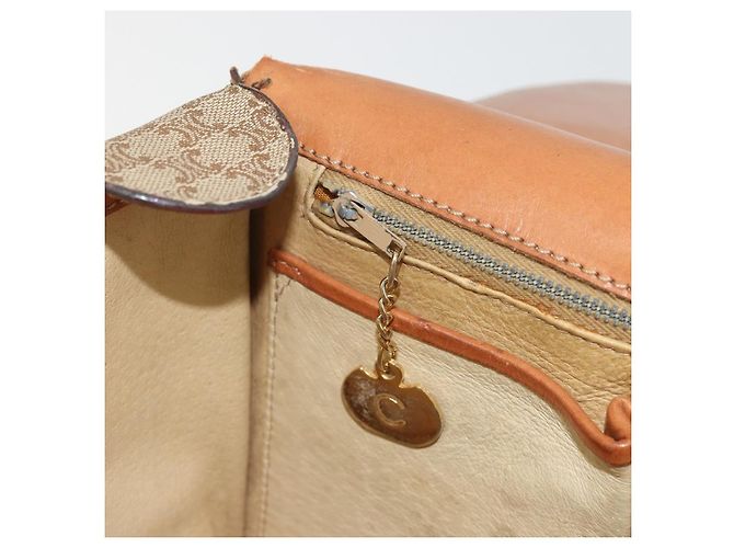 Céline Borsa a Spalla in Tela Macadam CELINE PVC Beige Oro Auth YKZ1474 D'oro - vista 22