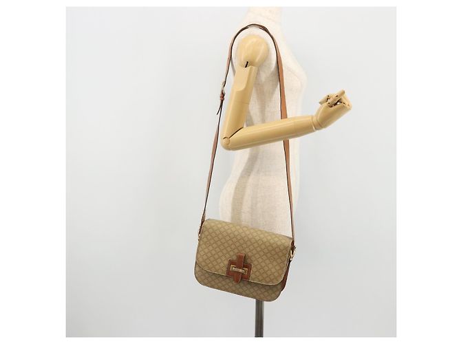Céline Borsa a Spalla in Tela Macadam CELINE PVC Beige Oro Auth YKZ1474 D'oro - vista 25