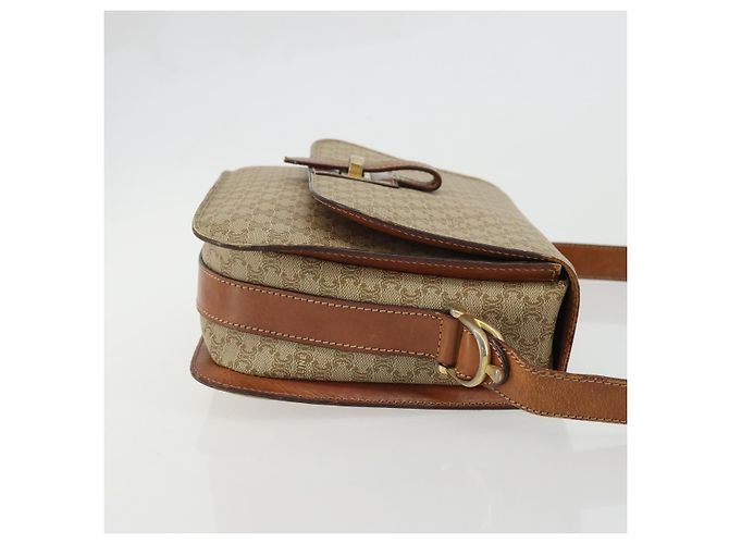 Céline Borsa a Spalla in Tela Macadam CELINE PVC Beige Oro Auth YKZ1474 D'oro - vista 3