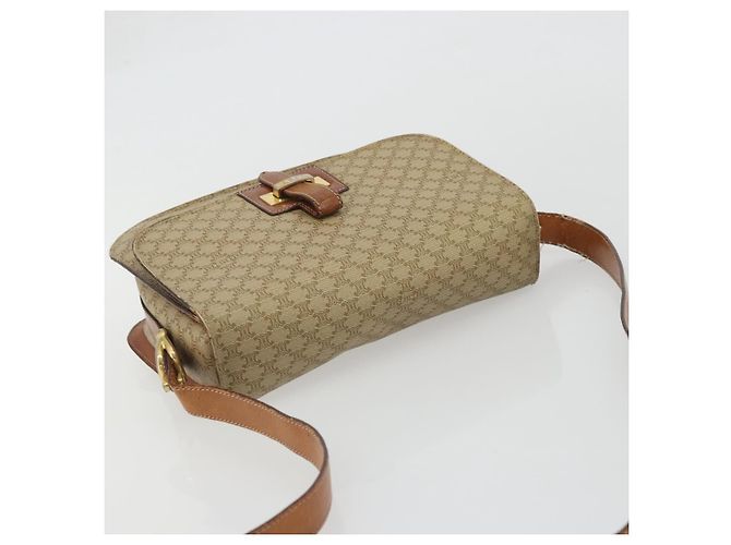 Céline Borsa a Spalla in Tela Macadam CELINE PVC Beige Oro Auth YKZ1474 D'oro - vista 6