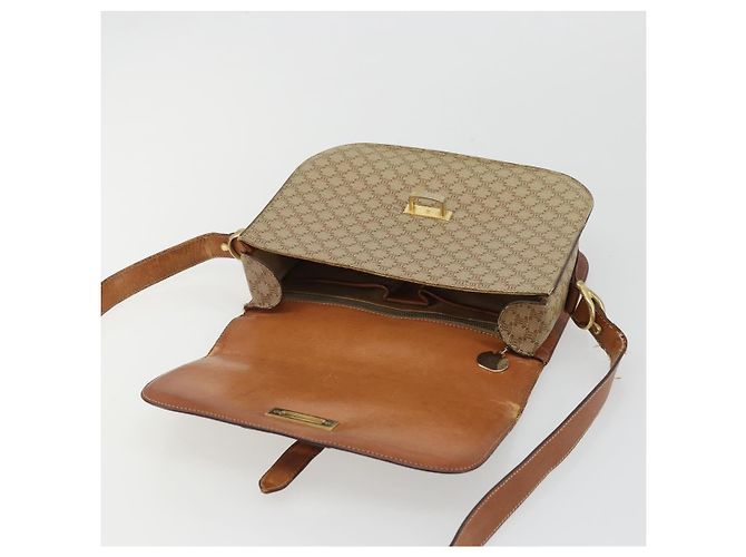 Céline Borsa a Spalla in Tela Macadam CELINE PVC Beige Oro Auth YKZ1474 D'oro - vista 9