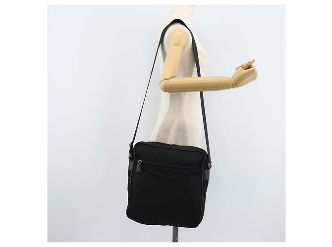 Borsa a Spalla PRADA in Nylon Nero Argento Autentica gh2029 - vista 26