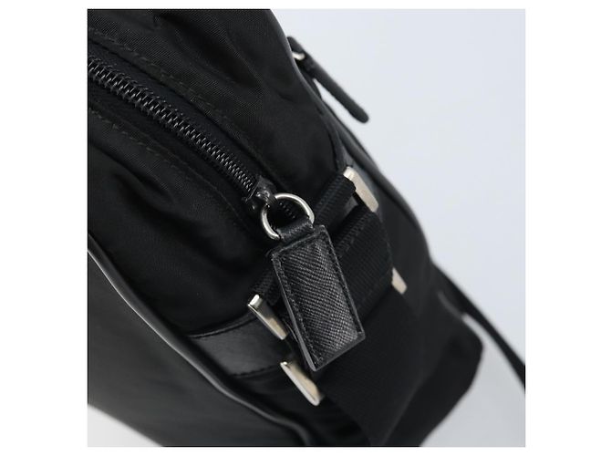 Borsa a Spalla PRADA in Nylon Nero Argento Autentica gh2029 - vista 8