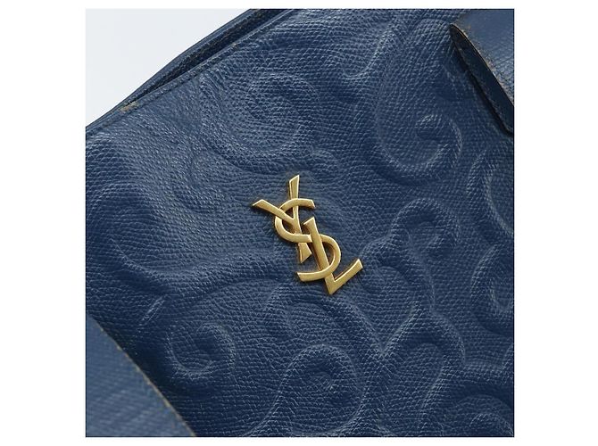 Saint Laurent Borsa Tote in Pelle Blu Oro Auth YKZ120 D'oro - vista 17