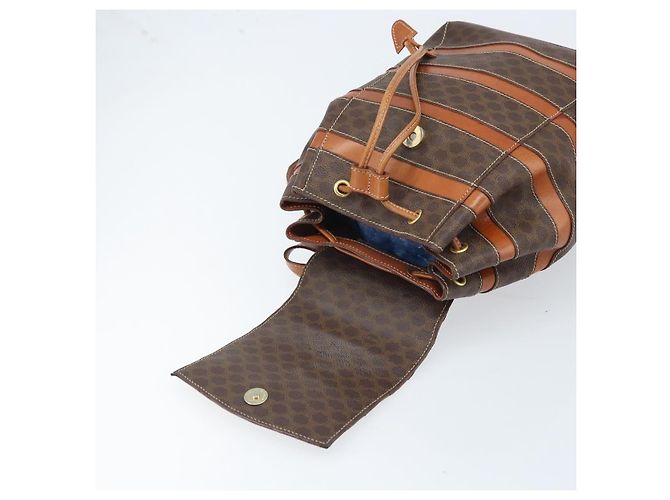 Céline CELINE Macadam Canvas Backpack PVC Leather Brown Gold Auth gh1897 Golden - view 10