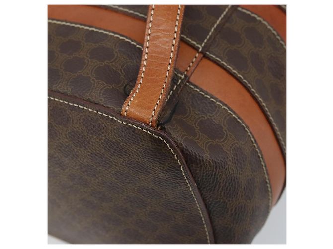 Céline CELINE Macadam Canvas Backpack PVC Leather Brown Gold Auth gh1897 Golden - view 18
