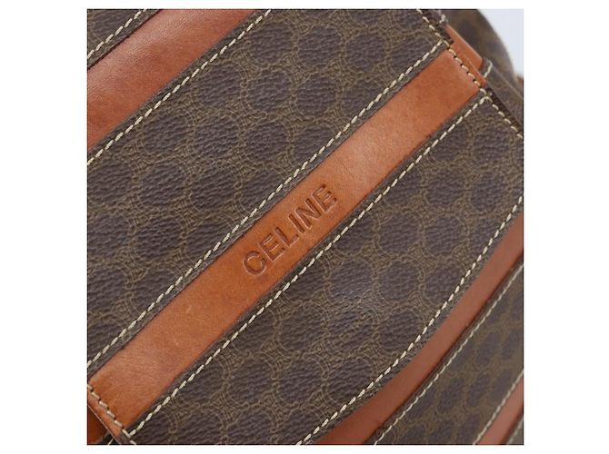 Céline CELINE Macadam Canvas Backpack PVC Leather Brown Gold Auth gh1897 Golden - view 19