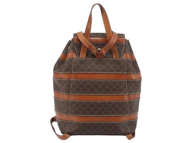 Céline CELINE Macadam Canvas Backpack PVC Leather Brown Gold Auth gh1897 Golden - view 2