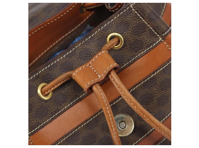 Céline CELINE Macadam Canvas Backpack PVC Leather Brown Gold Auth gh1897 Golden - view 20