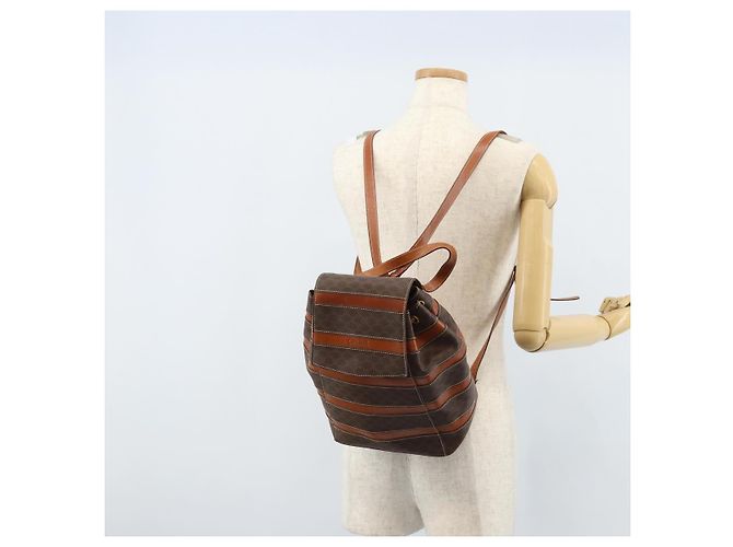 Céline CELINE Macadam Canvas Backpack PVC Leather Brown Gold Auth gh1897 Golden - view 25