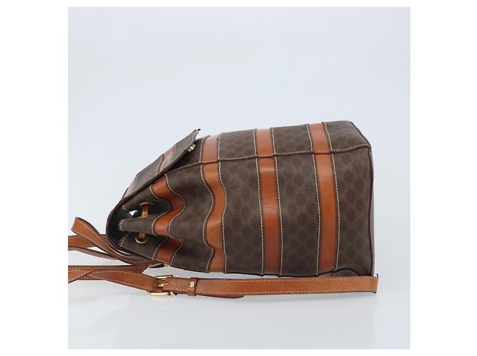 Céline CELINE Macadam Canvas Backpack PVC Leather Brown Gold Auth gh1897 Golden - view 4