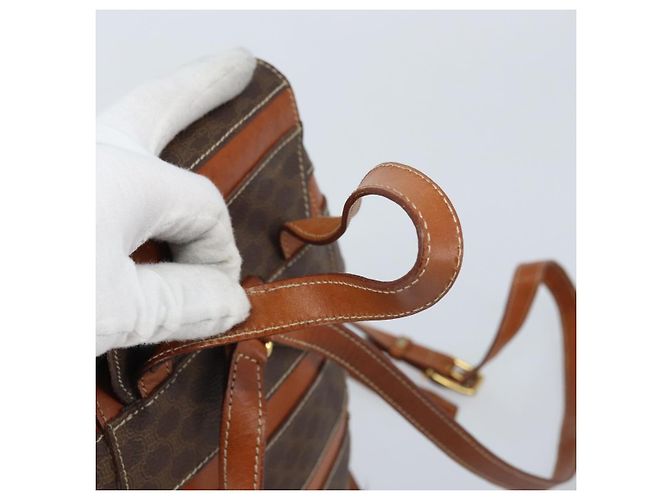 Céline CELINE Macadam Canvas Backpack PVC Leather Brown Gold Auth gh1897 Golden - view 7