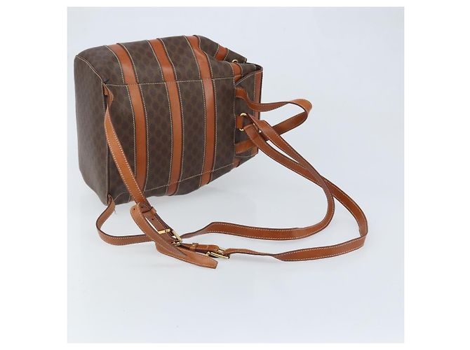 Céline CELINE Macadam Canvas Backpack PVC Leather Brown Gold Auth gh1897 Golden - view 8