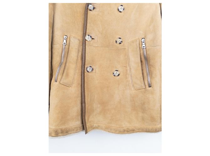 Double Doppelt gefütterter Schafleder-Mantel Prada AW05 Beige - Ansicht 4