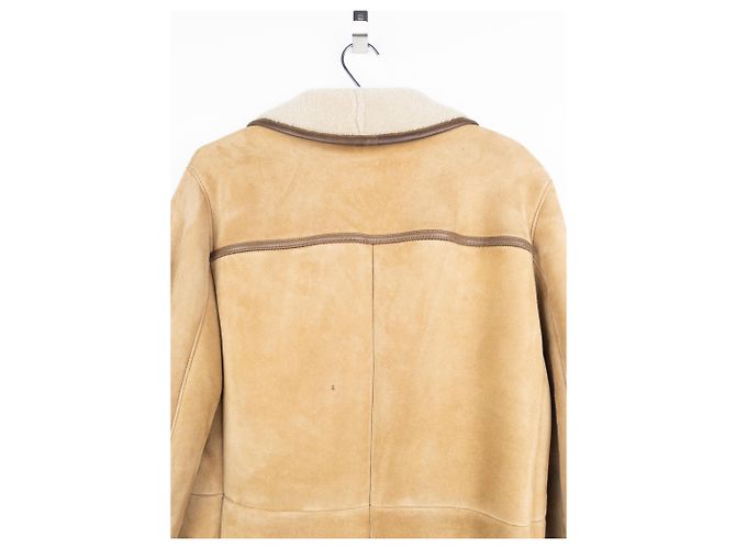 Double Doppelt gefütterter Schafleder-Mantel Prada AW05 Beige - Ansicht 5
