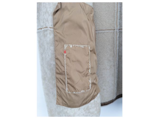 Double Doppelt gefütterter Schafleder-Mantel Prada AW05 Beige - Ansicht 6