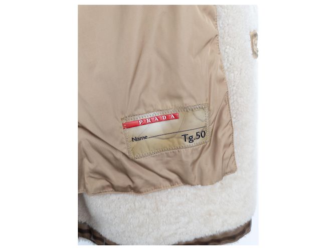 Double Doppelt gefütterter Schafleder-Mantel Prada AW05 Beige - Ansicht 7