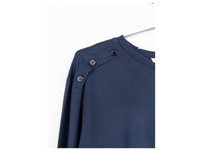 Balmain by Olivier Rousteing 2010s Distressed Henley Button Longsleeve Shirt Navy blue - view 4