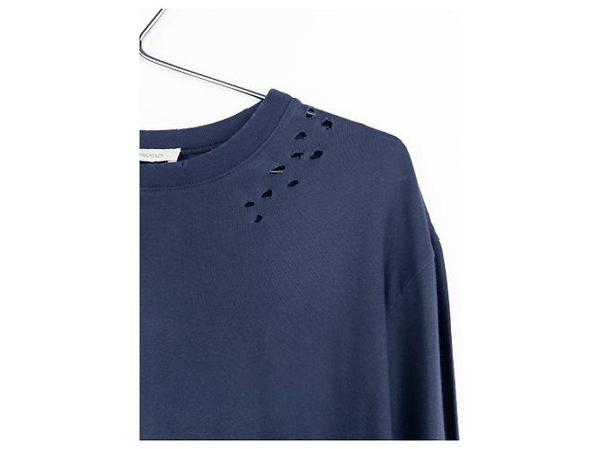 Balmain by Olivier Rousteing 2010s Distressed Henley Button Longsleeve Shirt Navy blue - view 5