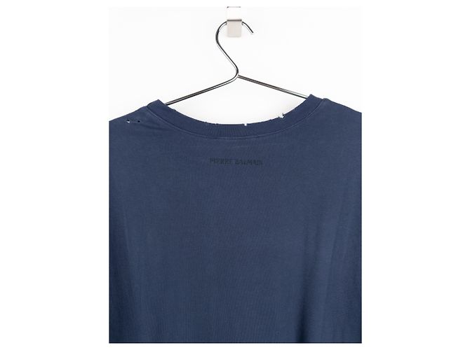 Balmain by Olivier Rousteing 2010s Distressed Henley Button Longsleeve Shirt Navy blue - view 7
