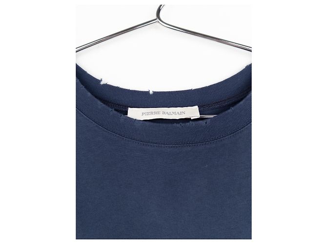 Balmain by Olivier Rousteing 2010s Distressed Henley Button Longsleeve Shirt Navy blue - view 9
