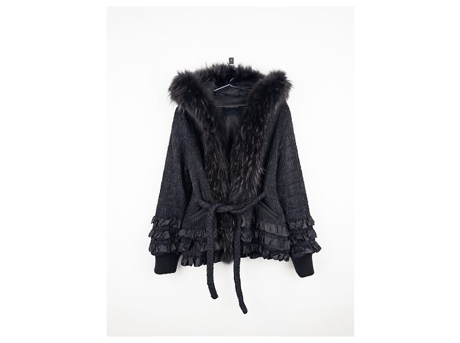 Roberto Cavalli 2000s Shirring Ruffle Fur Puffer Jacket - view 2