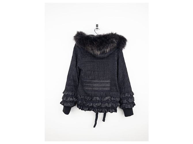 Roberto Cavalli 2000s Shirring Ruffle Fur Puffer Jacket - view 3