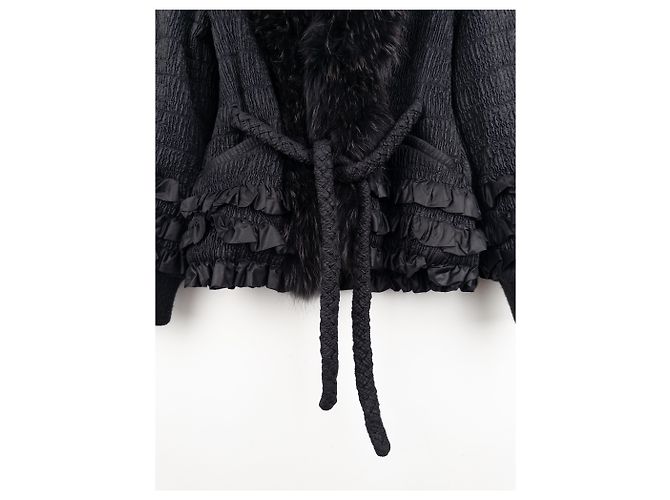 Roberto Cavalli 2000s Shirring Ruffle Fur Puffer Jacket - view 5