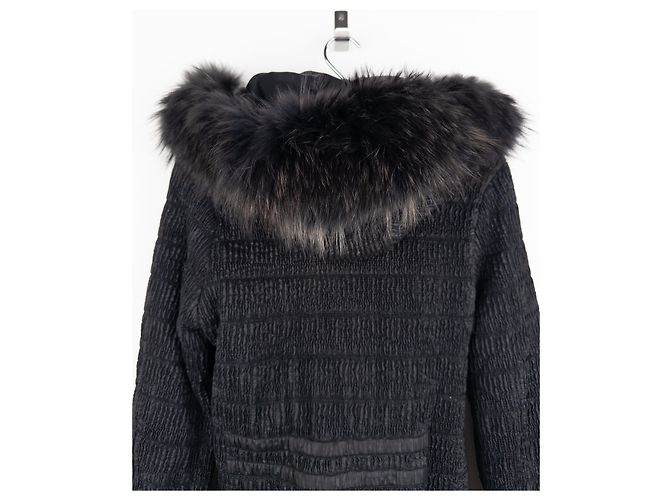 Roberto Cavalli 2000s Shirring Ruffle Fur Puffer Jacket - view 6