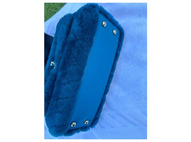 Trendy CC Chanel Shearling-Tasche mit Lammlederverzierungen Dunkelblau - Ansicht 12