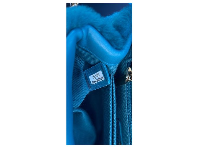 Trendy CC Chanel Shearling-Tasche mit Lammlederverzierungen Dunkelblau - Ansicht 7