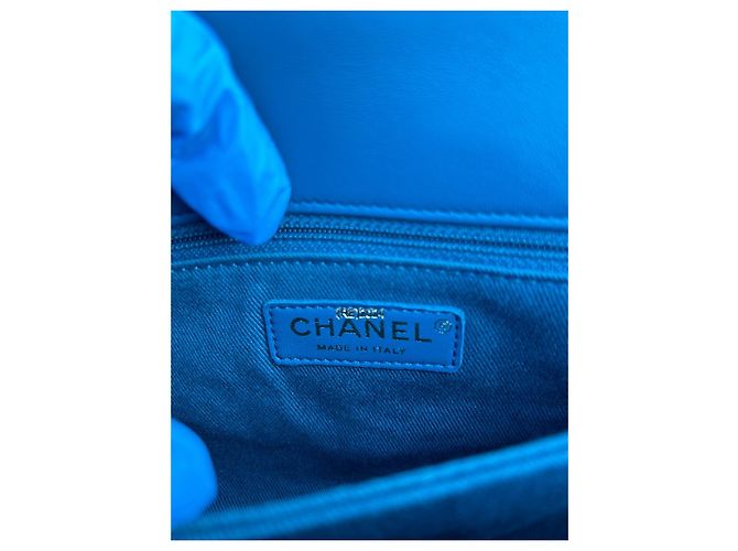 Trendy CC Chanel Shearling-Tasche mit Lammlederverzierungen Dunkelblau - Ansicht 9