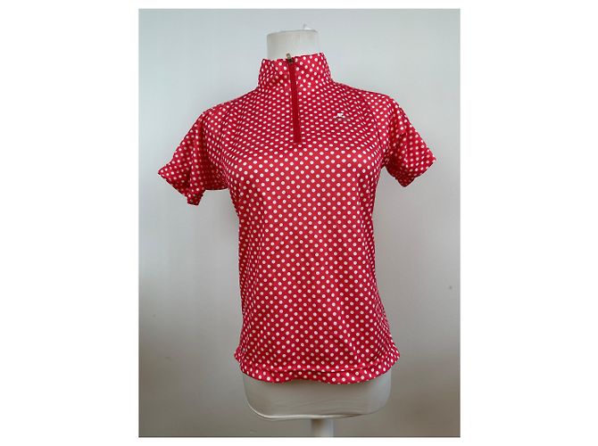 Polo vintage Courreges a pois rosso e bianco M - vista 12