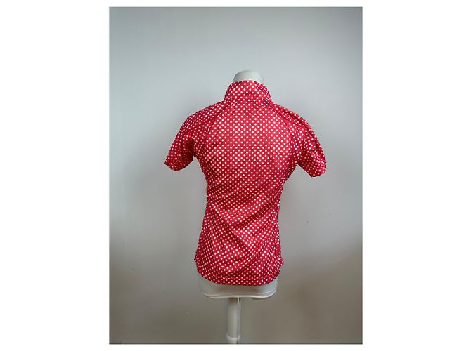 Polo vintage Courreges a pois rosso e bianco M - vista 13