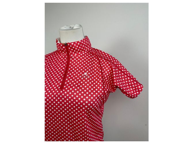 Polo vintage Courreges a pois rosso e bianco M - vista 14