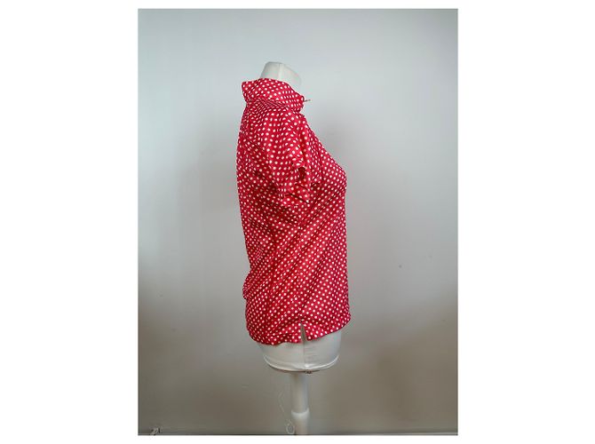 Polo vintage Courreges a pois rosso e bianco M - vista 2