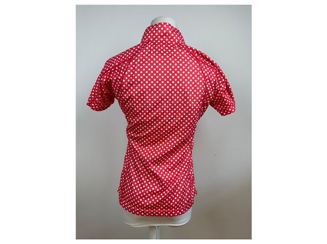Polo vintage Courreges a pois rosso e bianco M - vista 3