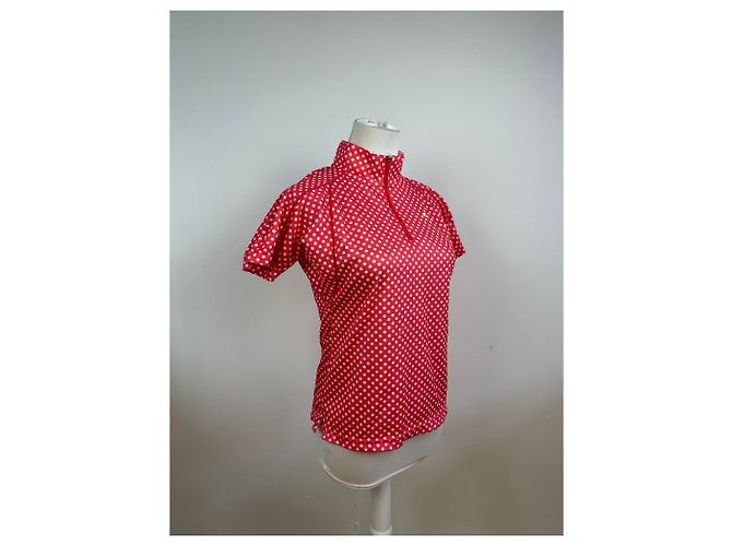 Polo vintage Courreges a pois rosso e bianco M - vista 4